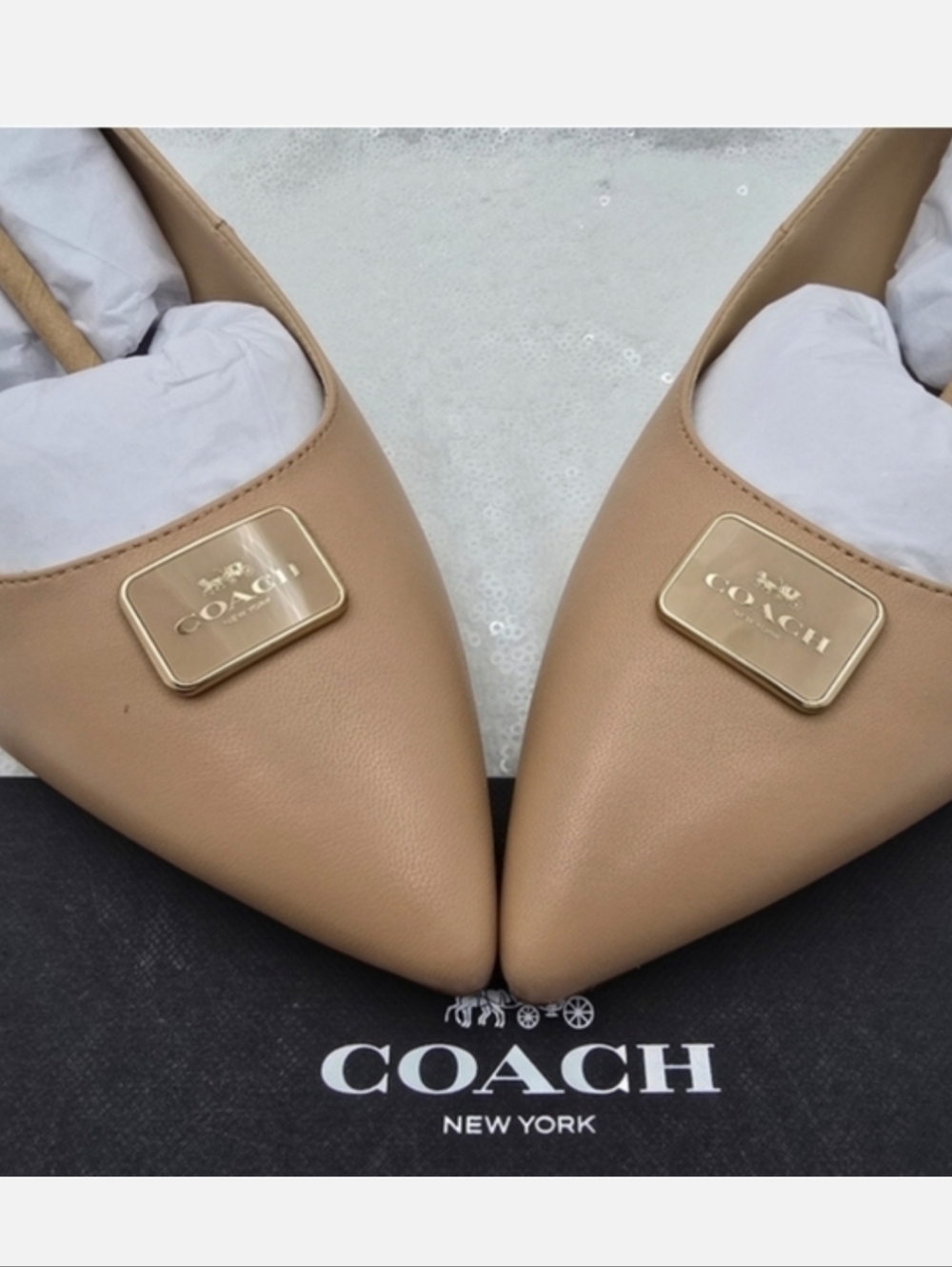 Coach Jillian Slingback Classic Closed toe Low Heel Neutral color Women's 9.5 - Picture 3 of 12
